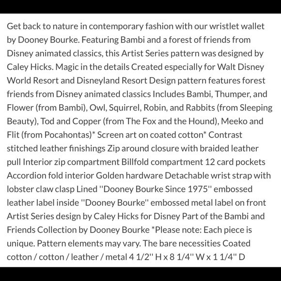 NWT Disney Dooney and Bourke Bambi wristlet - Picture 3 of 3